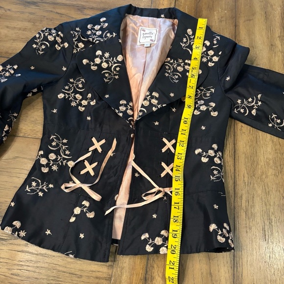 Nanette Lepore Embroidered Floral Jacket with Ribbon Detail,Size 0,Y2K Vintage - Picture 10 of 12